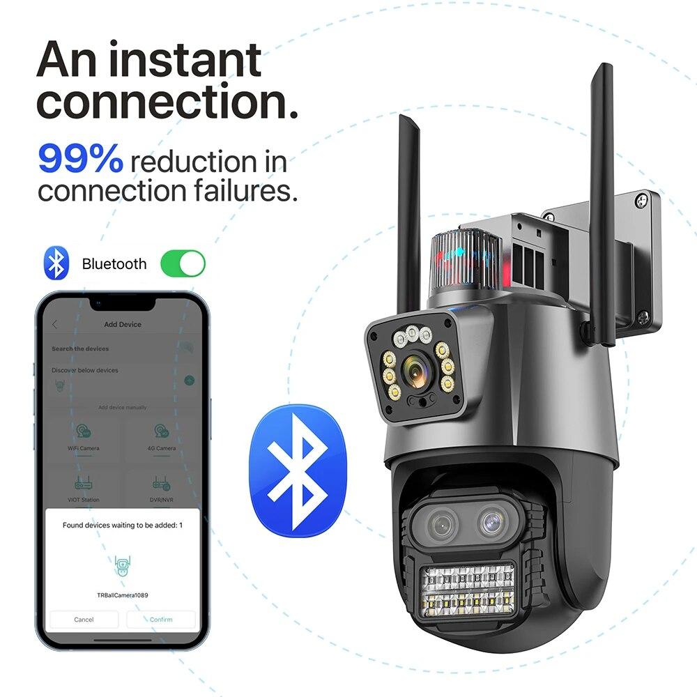 LS VISION Уличная камера EU PTZ 9MP 4K HD 8X гибридный зум три объектива двойной экран Wifi IP камера 4MP полицейский свет сигнализация CCTV видеонаблюдение ICSee