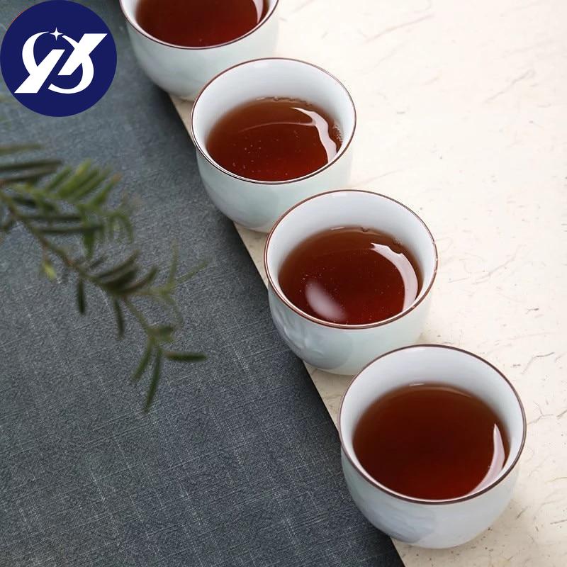 Чашка для чая из селадона, керамическая кружка для воды с резной тенью, офисная чайная чашка Longquan, посуда для напитков ручной работы