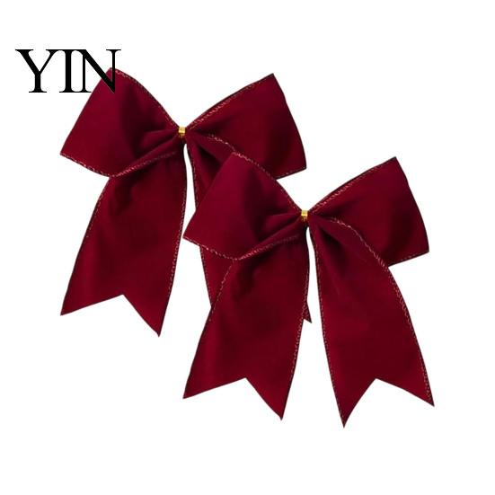 Holiday Wreath Decorations 2Pcs Christmas Tree Bow Decors, Velvet Fabric Hanging Ornament Indoor Supplies for Home, Festive Garland Wedding