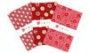 KOMESICHI Irodori Komon Tenugui Pattern Hand Red 33 X 88m (Small Towels) Set, Fray-Resistant, 3-Piece Set,