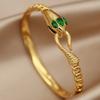 FYSARA Green Eye Snake Shape Desgin Stainless Steel Bracelet  Clasp Titanium Steel Bangle for Women Geometric Zircon Gifts