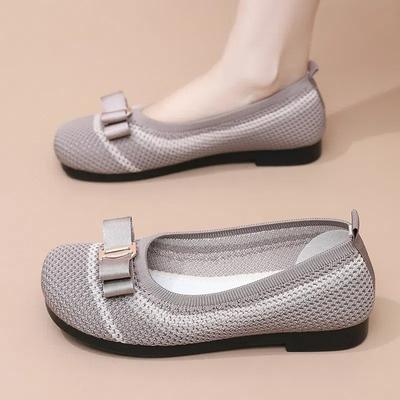 Женские трикотажные мокасины с сеткой, туфли на плоской подошве с круглым носком, удобные рабочие мокасины, туфли без застежек для ходьбы и вождения, женские дышащие балетки