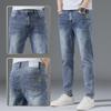 Летние мужские джинсы, тонкие маленькие прямые брюки, мужские эластичные длинные брюки