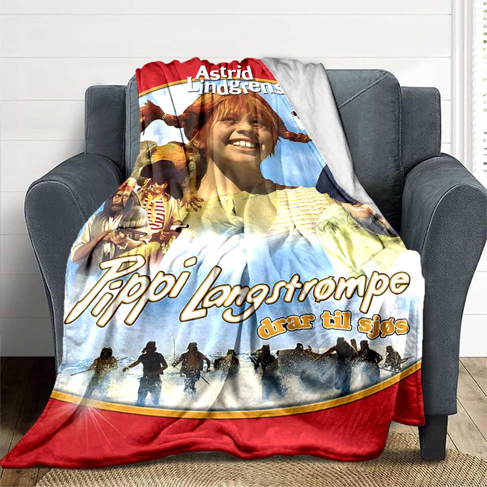 1pc Pippi Longstocking Blanket Soft All Season Throw with Vibrant Design, Perfect for Home, Travel, and Gifts, Ideal for Naps and Camping