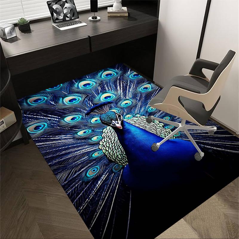 1PC peacock feathers Extra Large Non Slip Floor carpet, Office, family, bedroom, Studio Large Area Rug Indoor Rugs, Vibrant Colors