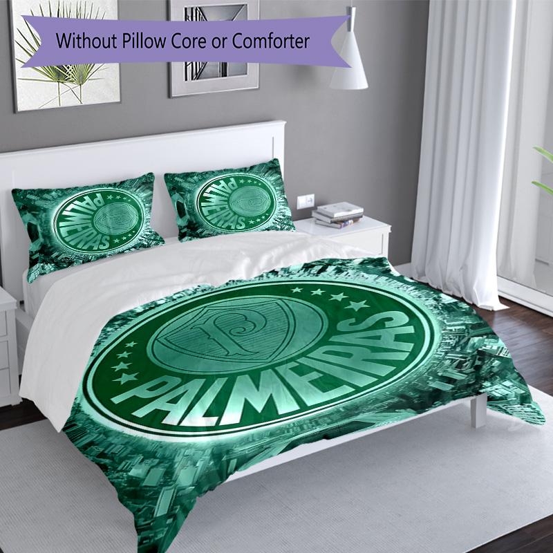 3pcs SE Palmeiras logo pattern bedding set duvet cover set includes duvet cover &pillowcases, perfect all season bedroom decoration & gift