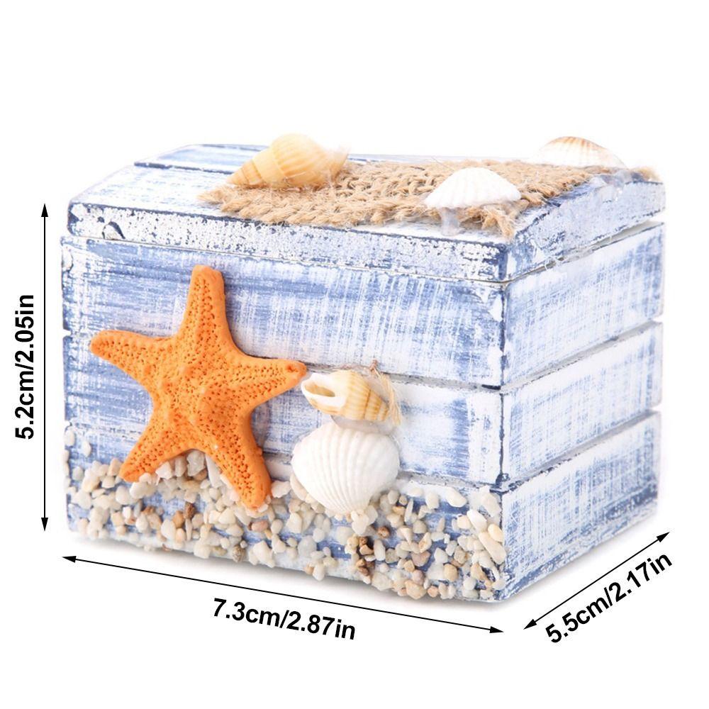 Ocean Themed Wooden Storage Box Portable Wooden Trinket Box Wooden Jewelry Box Home Organization