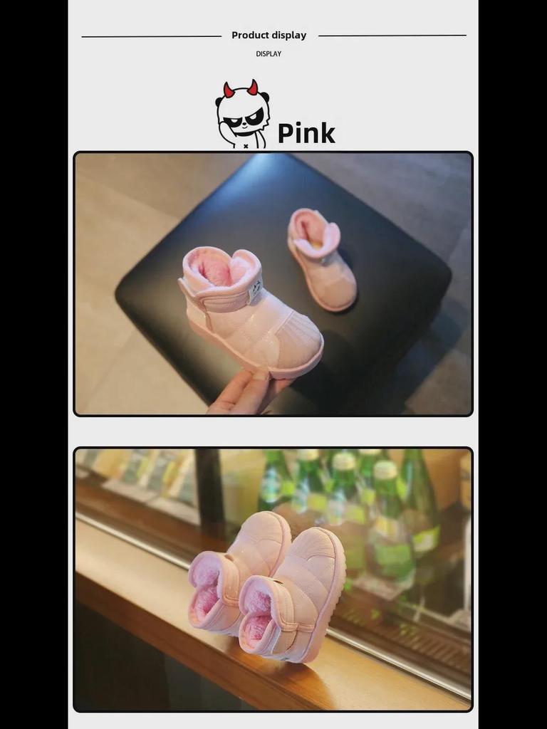 Winter 2024 Kids' Waterproof Snow Boots - Boys & Girls Trendy Cotton Casual Shoes