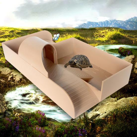 Платформа для купания черепах с корытом для еды. Лестница для подъема. Домик. Пандус для черепахи.