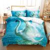 3D Printed Animals Swan Bedding Set Down Quilt Cover With Pillowcase Double SIngle King