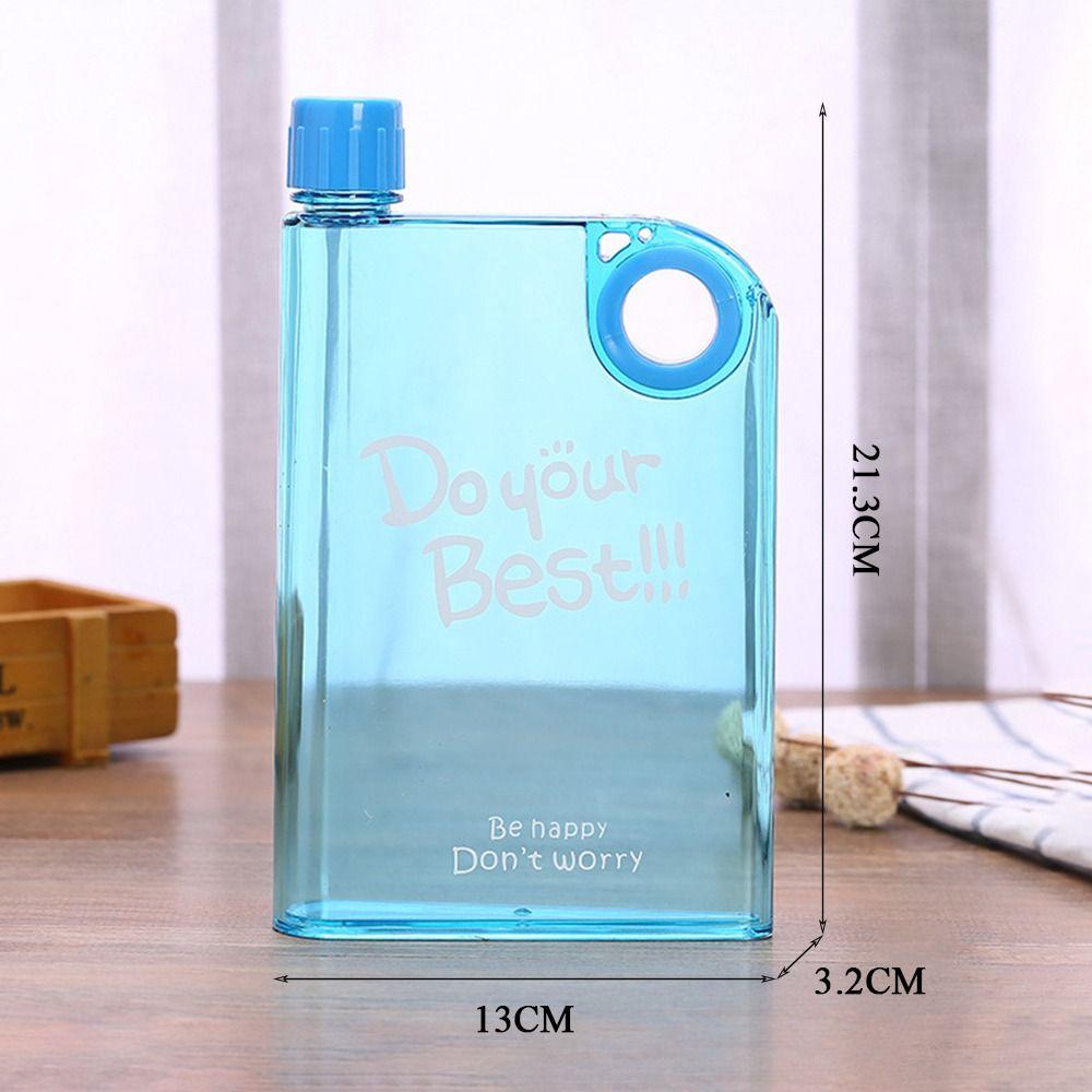 Travel Transparent Sports Flat Water Bottle Juice Cup Drink Bottle Plastic
