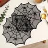 Runtow 1pc Halloween Spider Web Placemats ,Heat Insulation Halloween Placemats ,Spider Web Table Mats for Halloween Table Decor