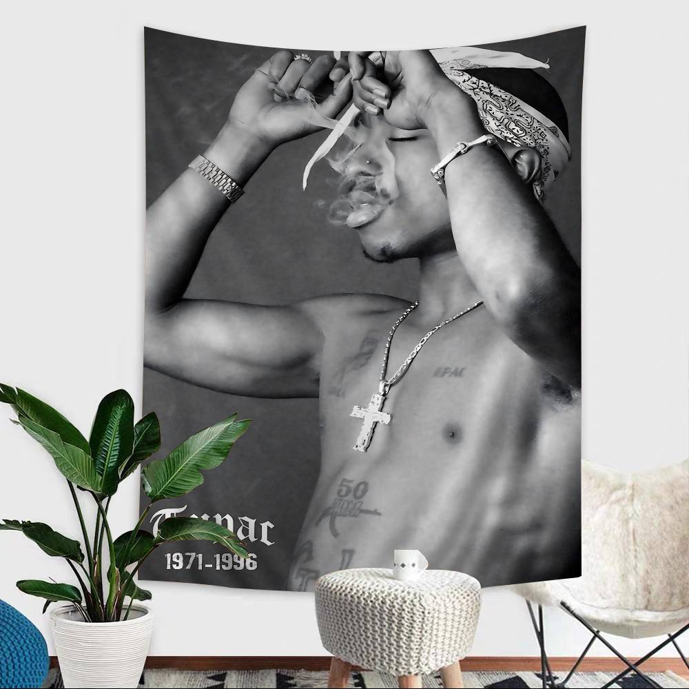Rapper 2Pac Tupac Amaru Shakur Printed Large Wall Tapestry Indian Buddha Wall Decoration Witchcraft Bohemian Hippie Wall Decor