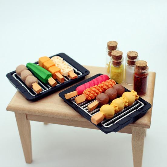 Мини-гриль шампур набор миниатюрных блюд барбекю аксессуары смоляной мини-гриль колбаски гриль бутылки приправы для 1:12 масштабных миниатюрных домиков и кукол