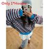 Spring Girls Striped Casual Sweatshirt With Patching For Daily Wear