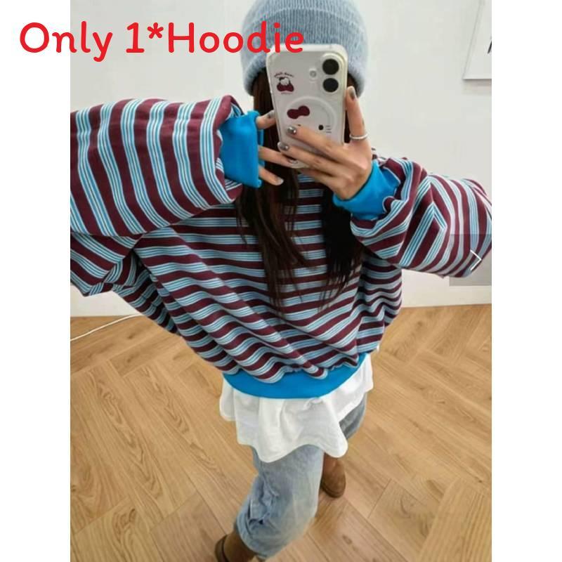 Spring Girls Striped Casual Sweatshirt With Patching For Daily Wear