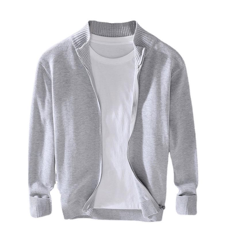 Мужской кардиган-свитер на молнии в стиле business casual, приталенный, однотонный, вязаный топ