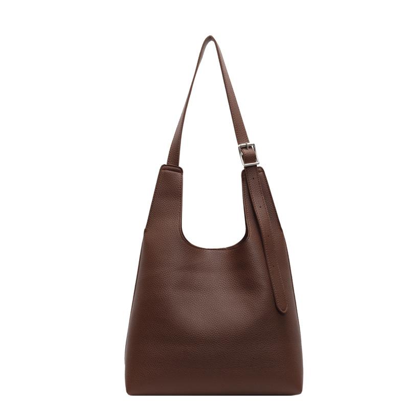 New Simple Shoulder Bucket Bag Daily Commute Retro Texture Tote Fashion Tote Bag