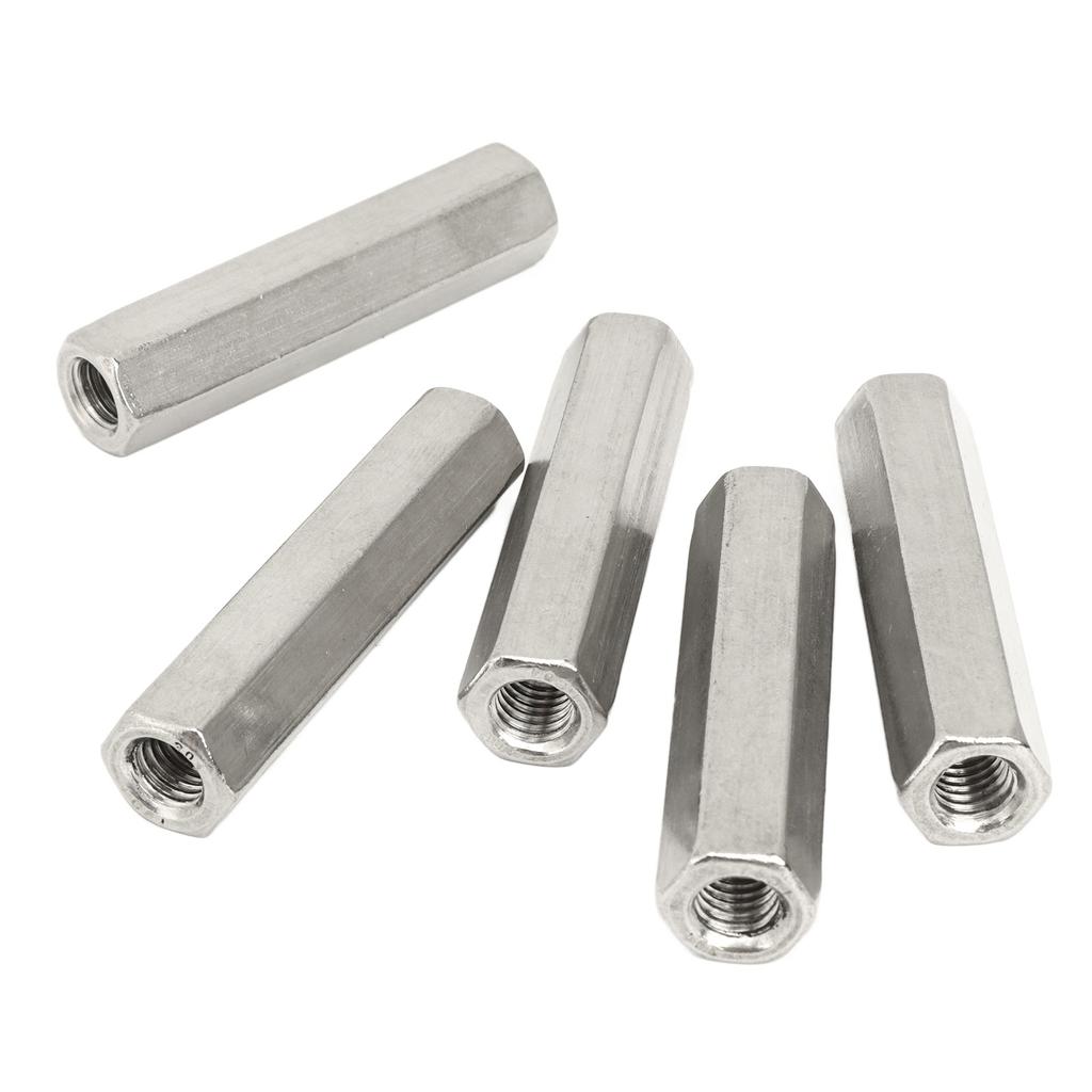 5Pcs Silver M8 Hex Coupling Nut Safe Practical Stainless Steel Coupling Nut Kit for Industrial Machine