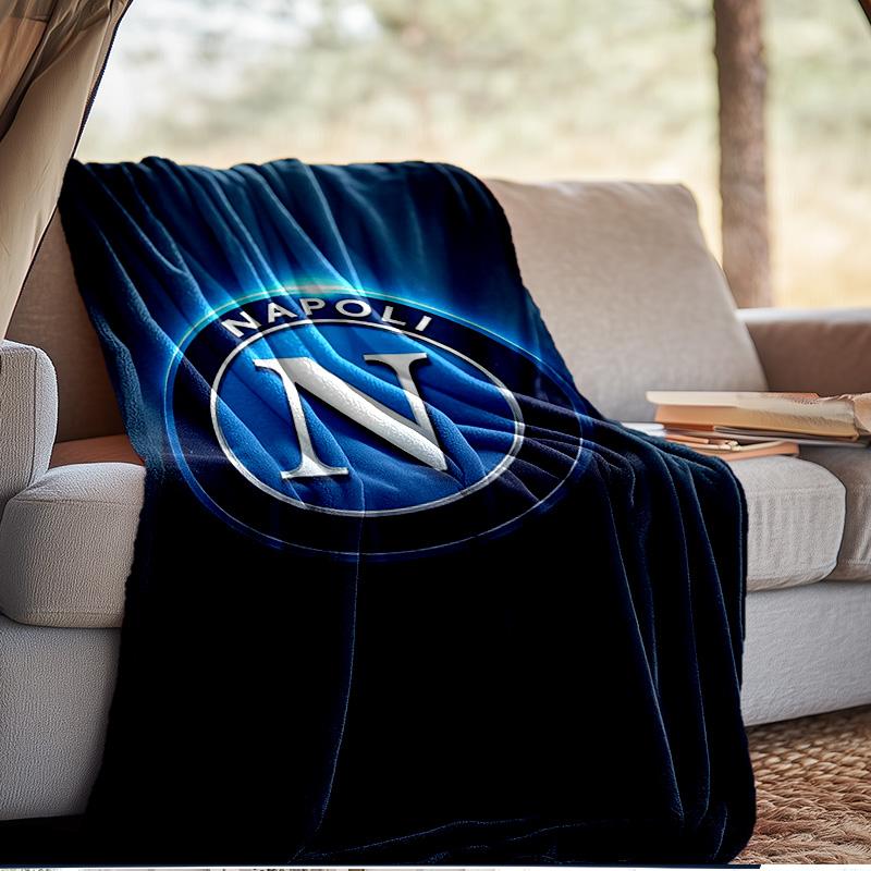 Napoli Football Club Emblem Blanket Outdoor Flannel Blanket for Camping, Hiking, Garden Parties, Picnic Essentials,gift for family and friends