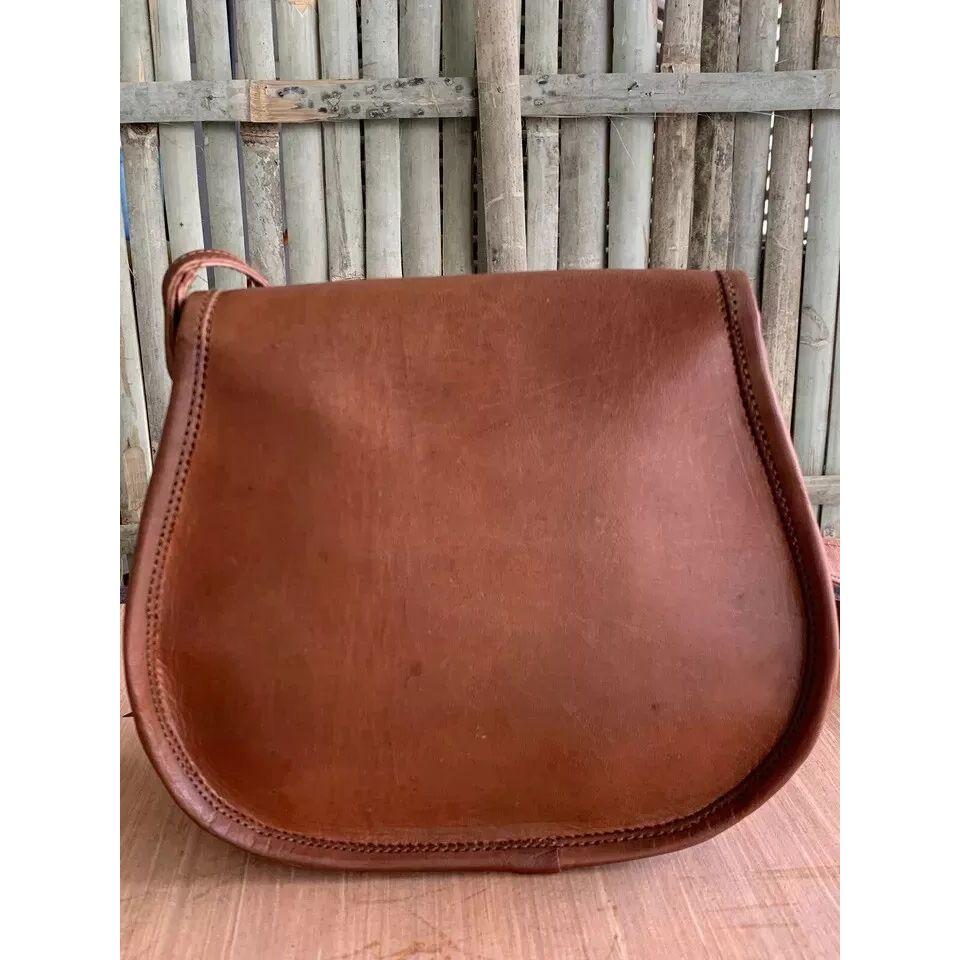 Винтажная седельная сумка через плечо из кожи, сумка-мессенджер ручной работы коричневого цвета.
