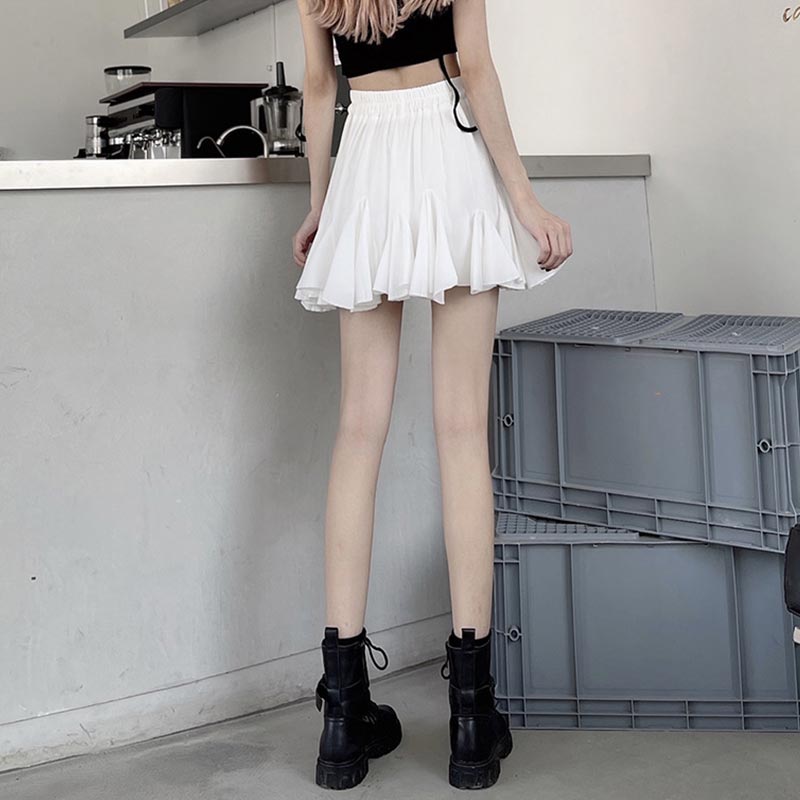 Белая плиссированная юбка с повязками для женщин, летняя мини-юбка трапециевидной формы с высокой талией, тонкая милая одежда с пышными рюшами, женская винтажная одежда