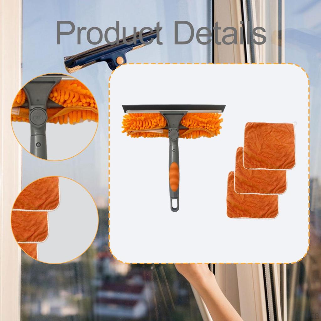 Инструмент для мытья окон 2 в 1 Удобный Многофункциональный Бытовой Прочный Инвентарь с 3 Тканями