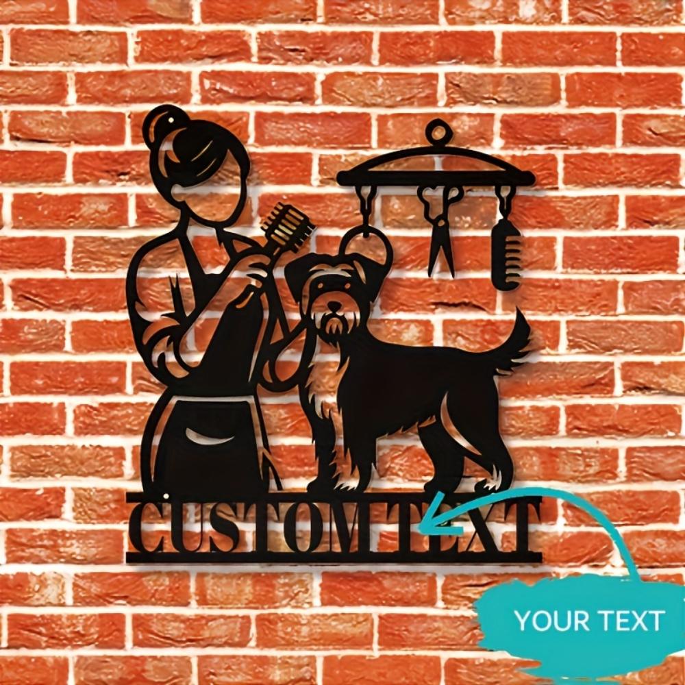 Персонализированная металлическая табличка для грумера собак с клейкой основой