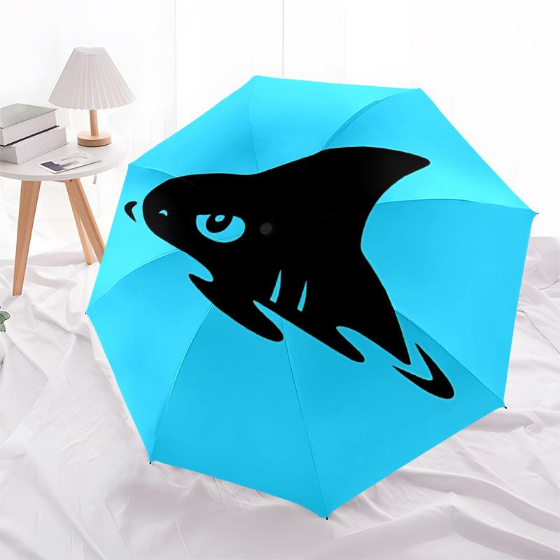 1pc Shark Fin Automatic Folding Umbrella - Compact Travel Umbrella with Auto Open/Close 8-Rib Heavy-Duty Shaft for Women/Men -l002