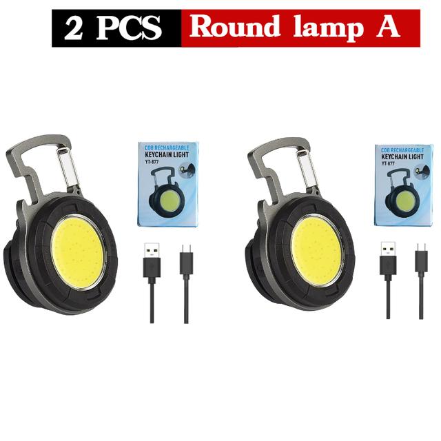 New Mini Lantern Portable Multi-function COB Floodlight Outdoor Type-c Rechargeable Keychain Light Aluminum Alloy Flashlight