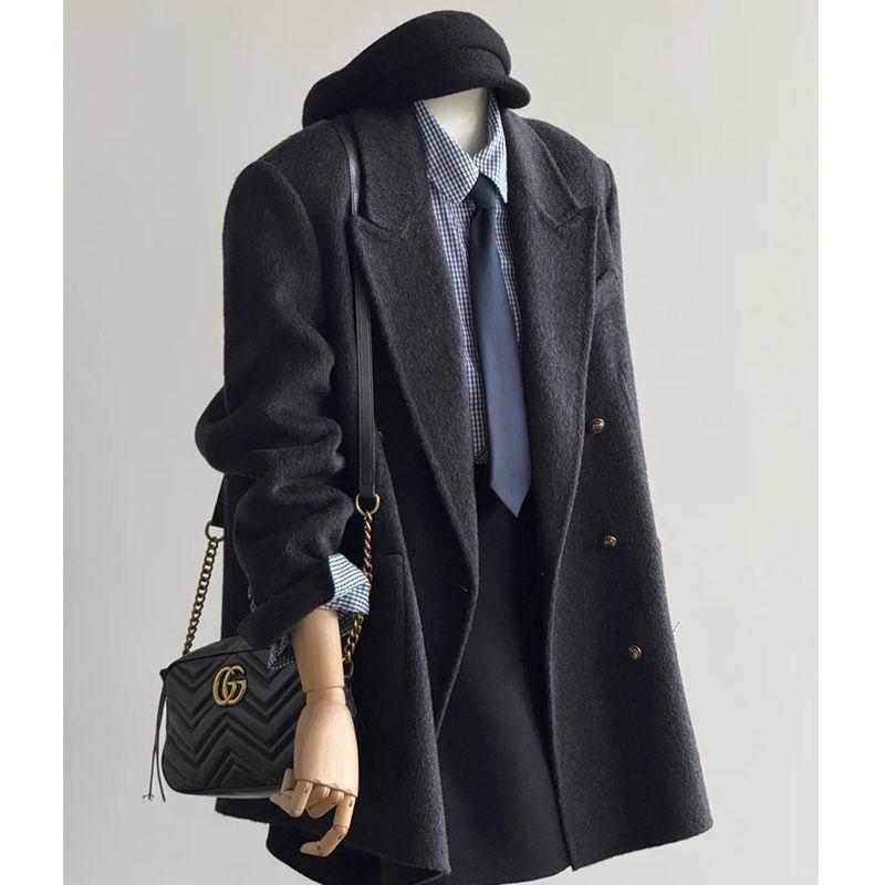 Маленькое шерстяное пальто в корейском стиле для осени и зимы