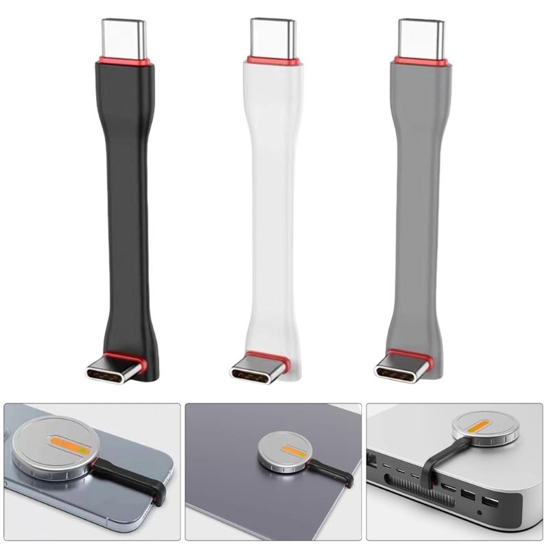 Многоразовый короткий кабель USB C — USB C 60 Вт Power Delivery Маленький двойной USB C с изгибом Магнитные крепления для использования