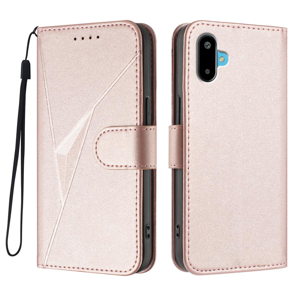For Samsung Galaxy M16 5G/Galaxy F16 5G Case Triangle Imprint Leather Phone Cover with Lanyard
