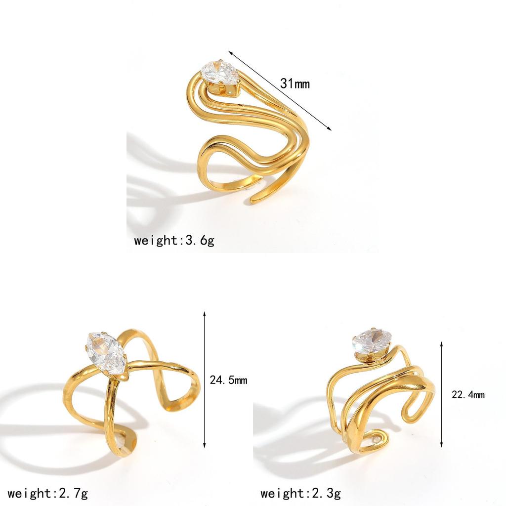 Minimalist Stainless Steel Zirconia Ring For Women With Irregular Shape And Elegant Look