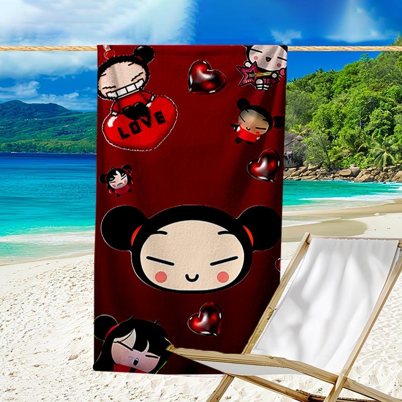 proof beach towel with a Pucca2 pattern - soft,absorbent,quick-drying,machine washable - perfect for swimming,camping,bathing