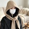 1-5 шт. Женская вязаная шапка со встроенным шарфом, ушками, толстая, теплая, ветрозащитная, зимняя бини для катания на лыжах, езды на велосипеде, в холодную погоду