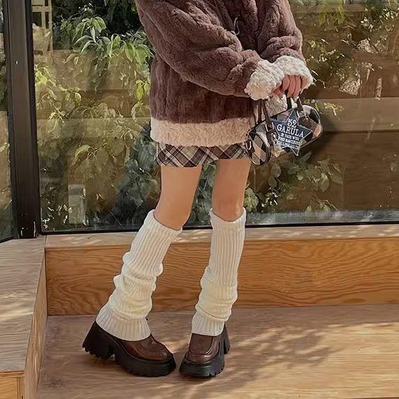 Японский стиль Плотная вязка Толстые Миди гетры Женские Форма JK Y2K Наслоенные носки Наслоенные леггинсы