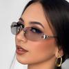 Cool Sexy Hot Girl Women'S Sunglasses Retro Frameless Eyeglasses Trendy Future Technology Sense Eyeglass Uv400