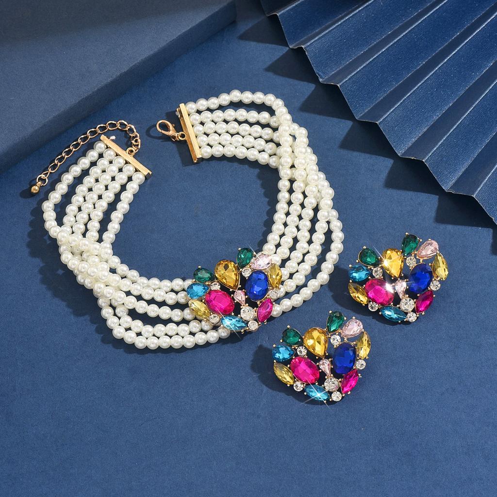 Ladies' Fashion Design Pearl Set Series Necklace Earrings Jewelry Set Wedding Party Festival Gift