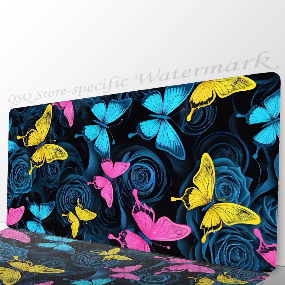 Magical Colorful Butterfly Mousepad Non-slip Suitable For Office Computers Laptops E-sports Game Desk Mats XXL Keyboard