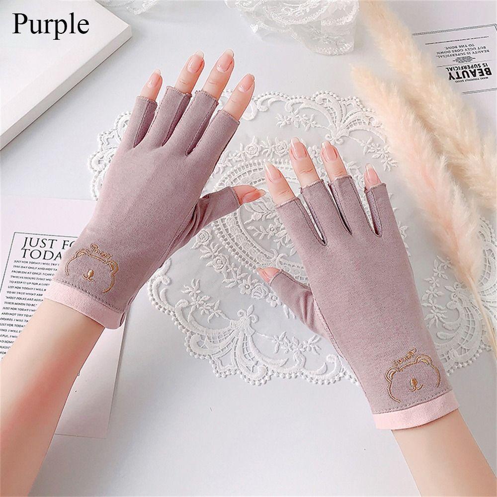 Thin Sun Protection Gloves Elastic Cotton Gloves Fashion Anti-UV Mittens Women Girls