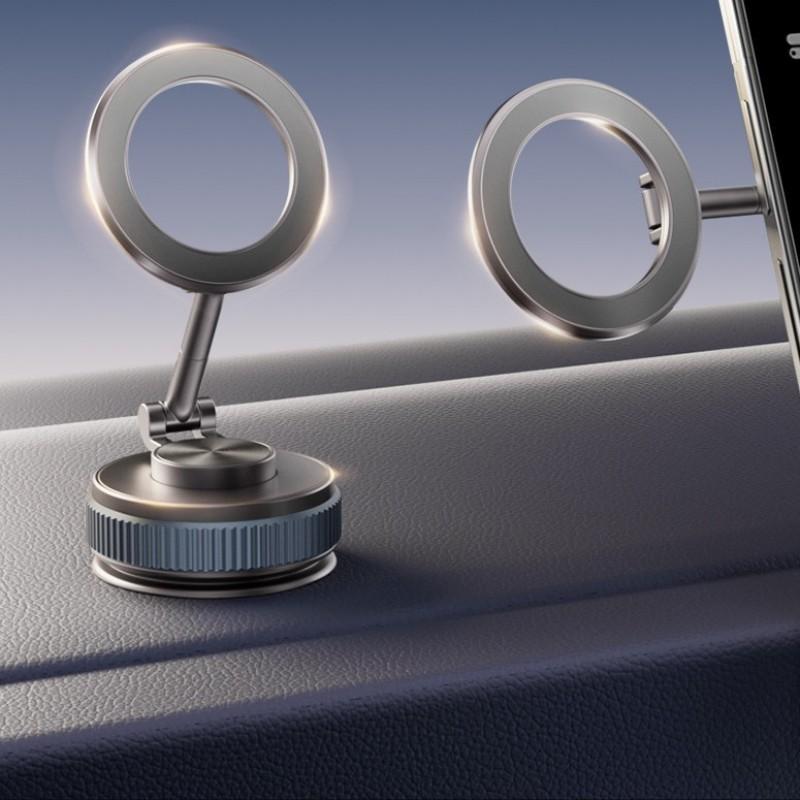 360 Degree Rotating Car Phone Holder With Vacuum Suction Cup Magnetic Mount Dashboard Use