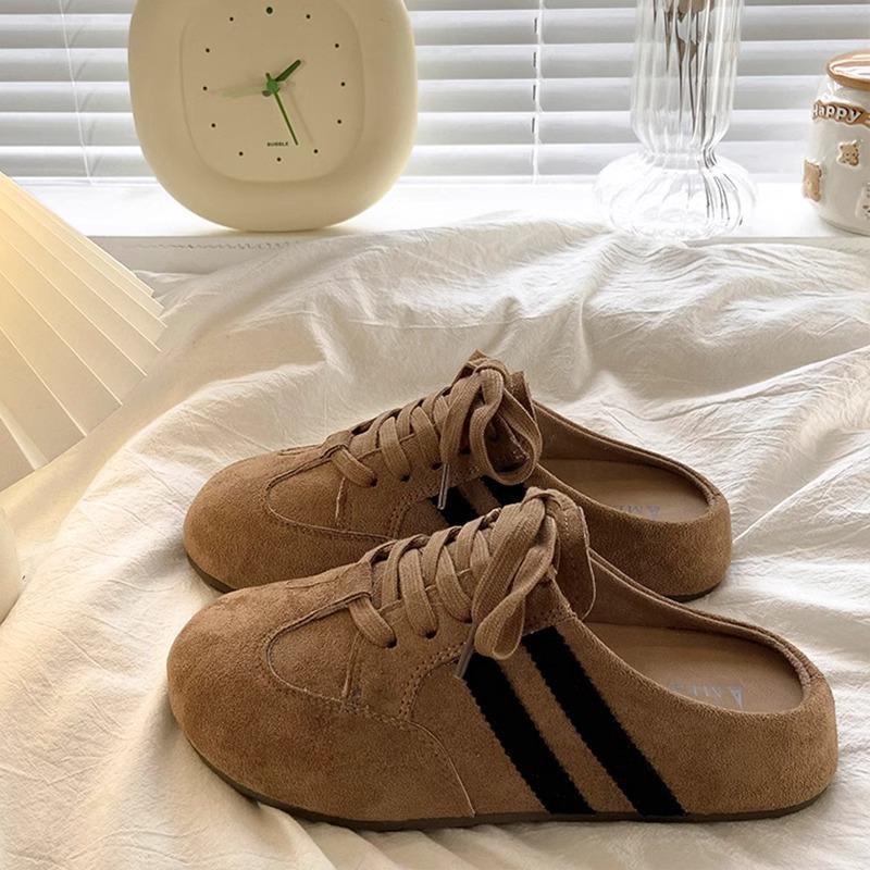 2025 New Bag Head Half Slippers Women Wear Spring Retro German Training Shoes Comfortable Women's Thick Soles Without Heels Lazy Shoes