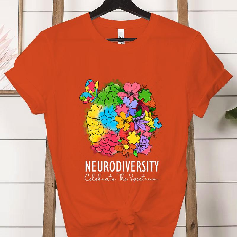 Teacher Autism Tshirt Floral Neurodiversity Celebrate The Spectrum Graphic T Shirts Clothing Autism Awareness Shirt for Women