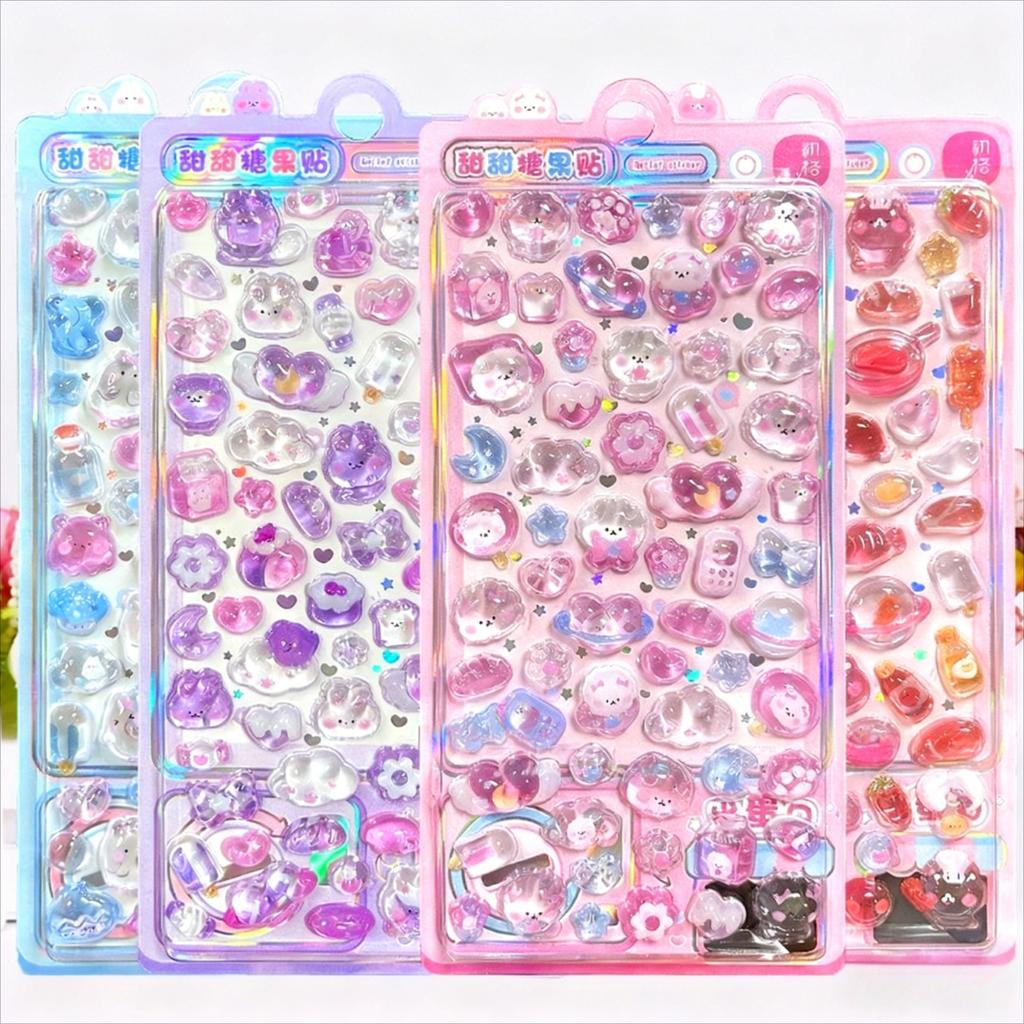 Kawaii 3D Relief Bonbon Drop Dessert and Food Series Sticker Cute DIY Laptop Water Bottle Phone Case Decorative Stickers