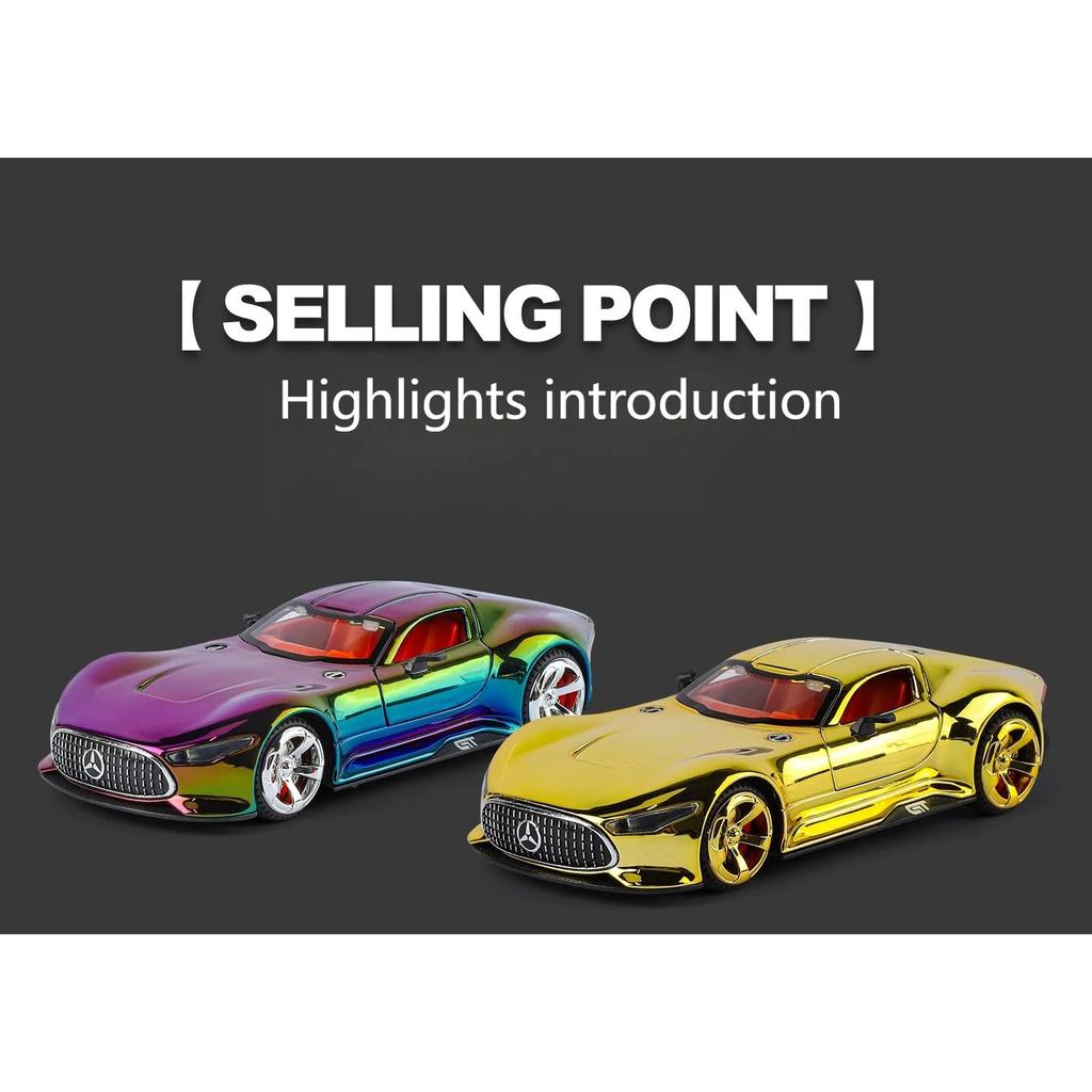 1/32 Benz VISION GT Super Concept Sport Car Alloy Diecast Model Car High Simulation Collectible Children Toy Car Sound and Light