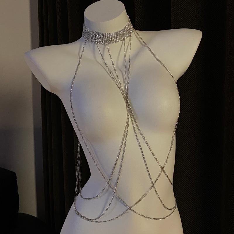 {Winter4} Sexy Rhinestone Chest Chain Harness Waist Chain Breast Belly Body Jewelry Necklace For Women Party Clothing Access