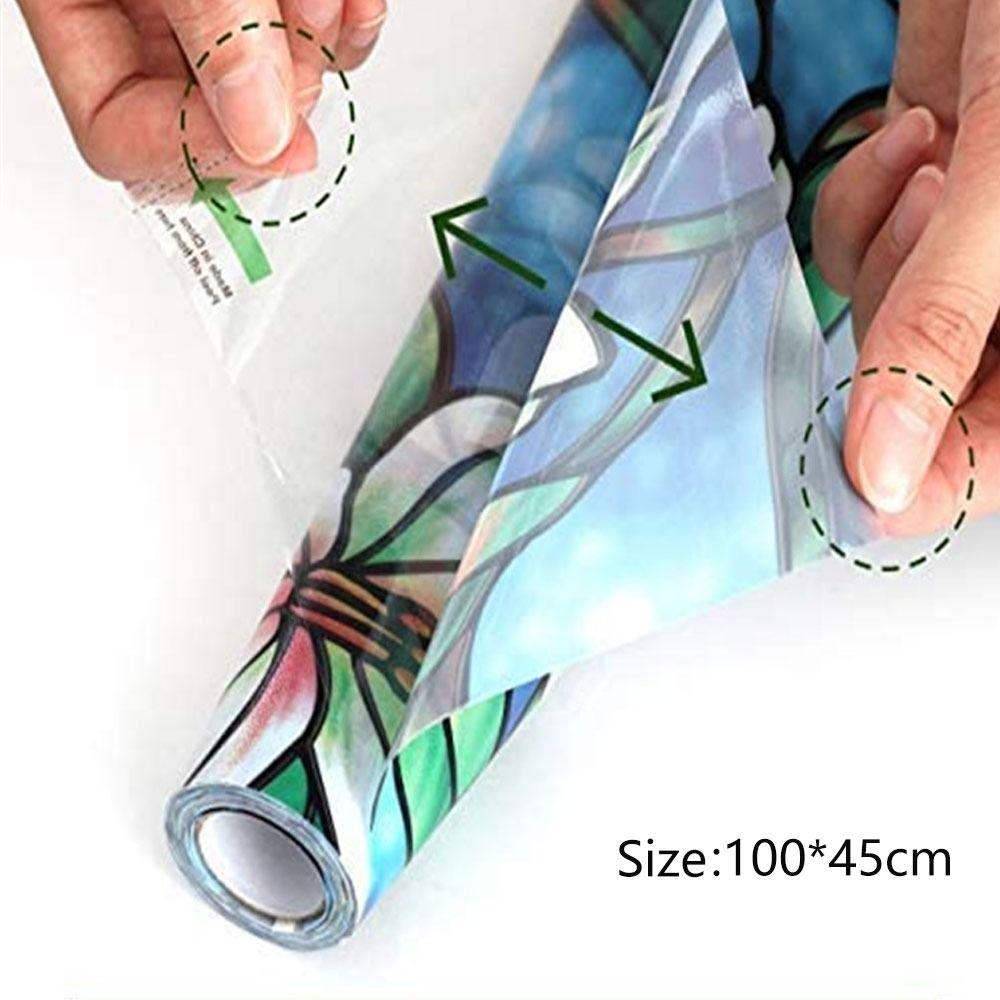 Static Cling Magnolia Stained Glass Window Filmwindow Privacy Film  Bathroom