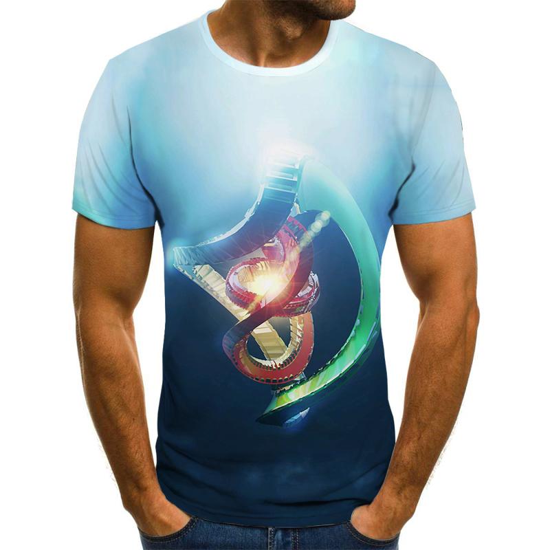 Summer Men's Vest Funny 3D Tops Breathable Fashion Short-Sleeved New O-Neck Shirts Top