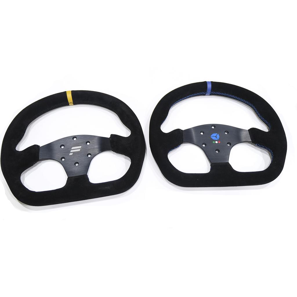 13inch 330mm Type D Steering Wheel Suede Steering Wheel Flat Game Steering Wheel Blue Yellow Ring